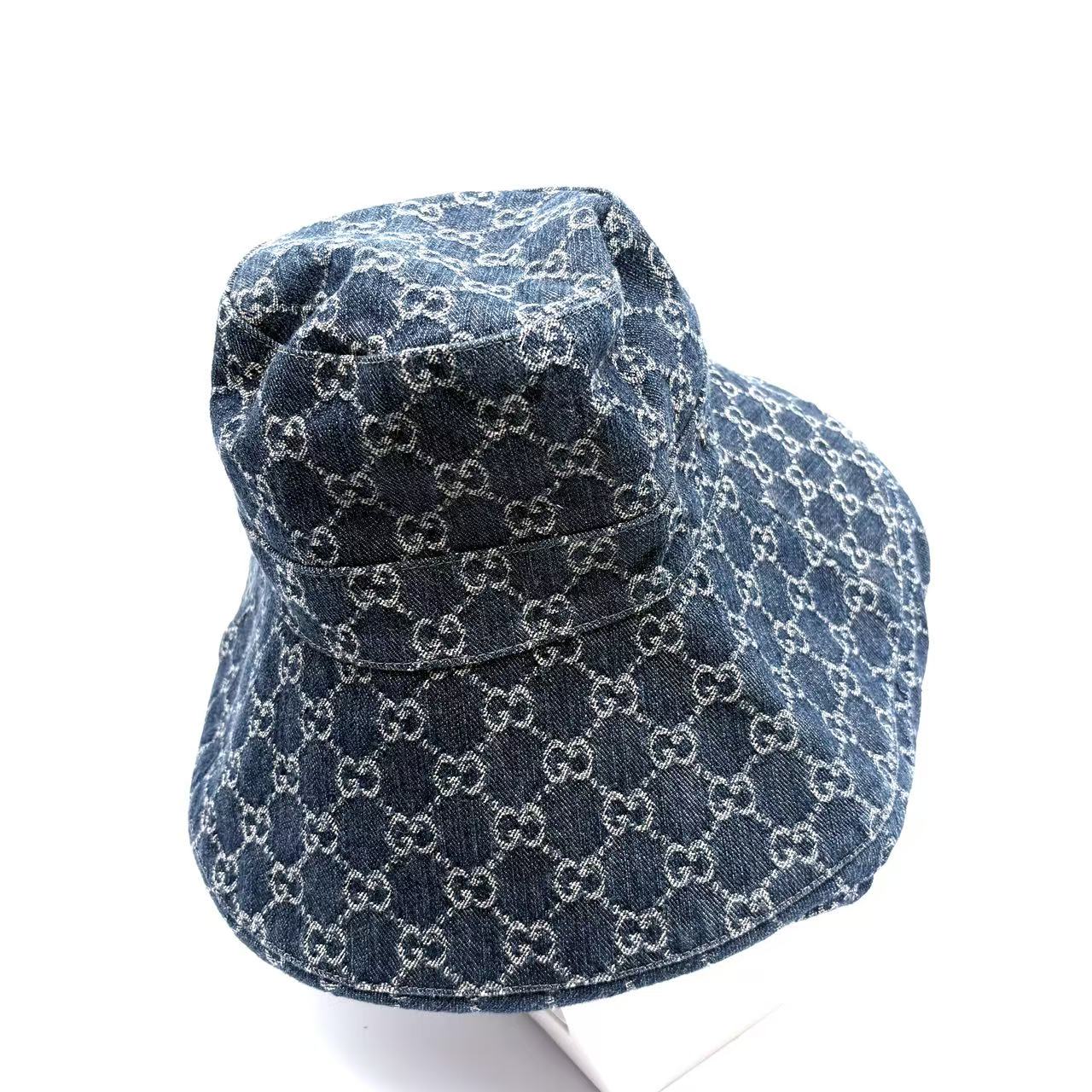 GG Denim Wide Brim Sun Hat