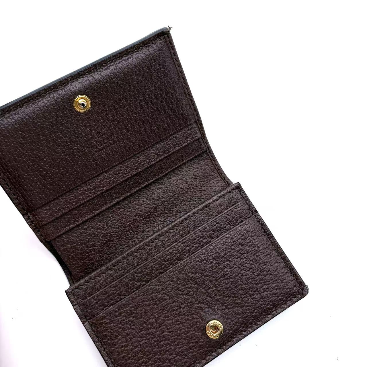 GG Supreme Monogram Web Ophidia Card Case Beige New Acero