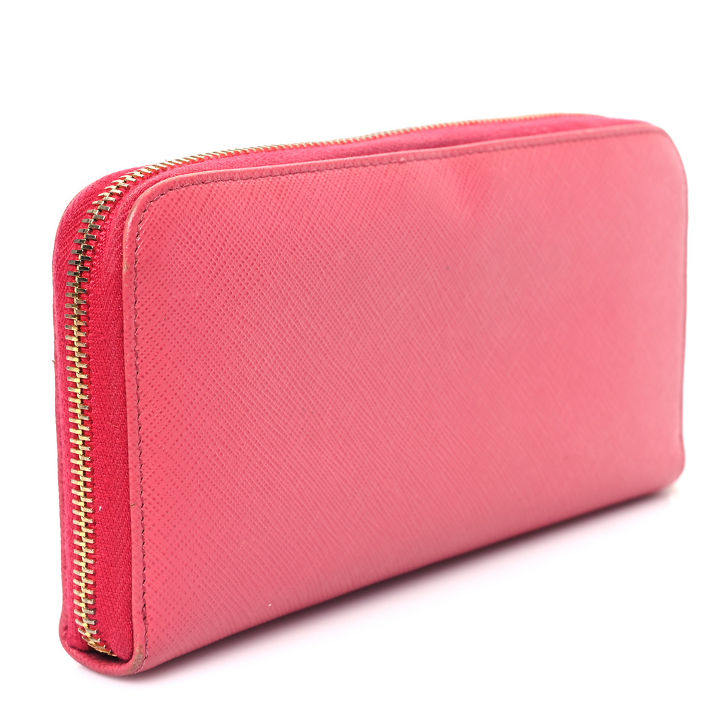 Saffiano Fiocco Bow Zip Around Wallet Twins