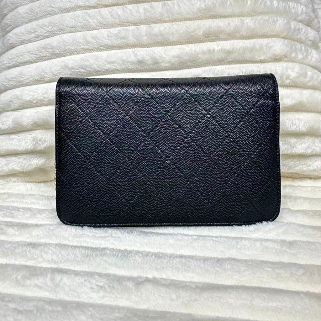 Caviar Suede Stitched Lady Coco Flap Black