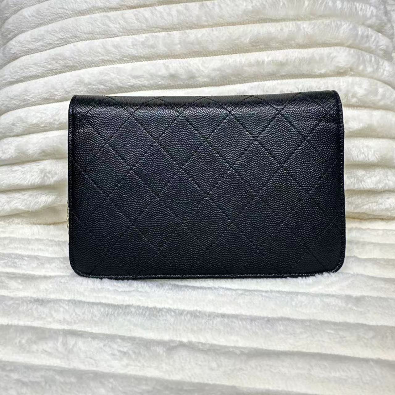 Caviar Suede Stitched Lady Coco Flap Black