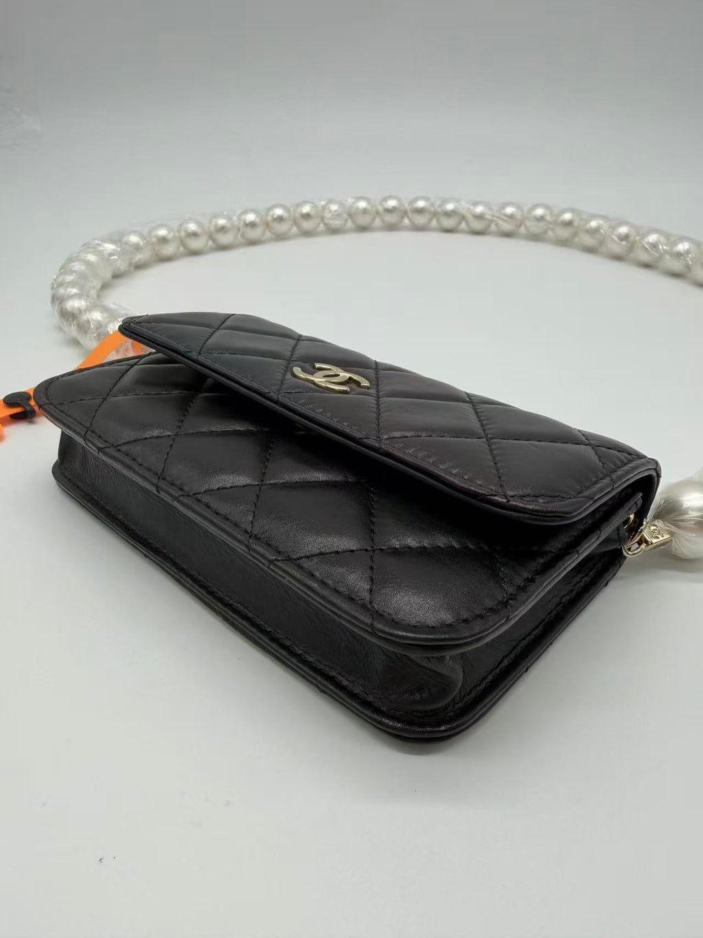 Chanel Calfskin Quilted Maxi Pearl Wallet On Chain WOC twins LDZ279