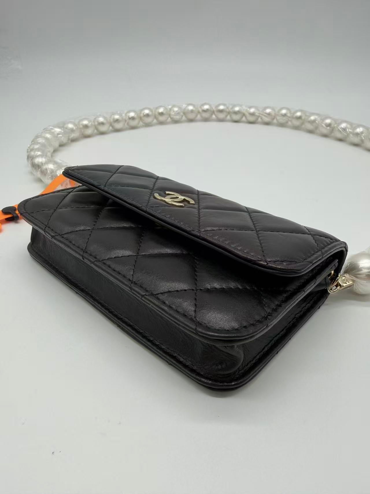 Chanel Calfskin Quilted Maxi Pearl Wallet On Chain WOC twins LDZ279