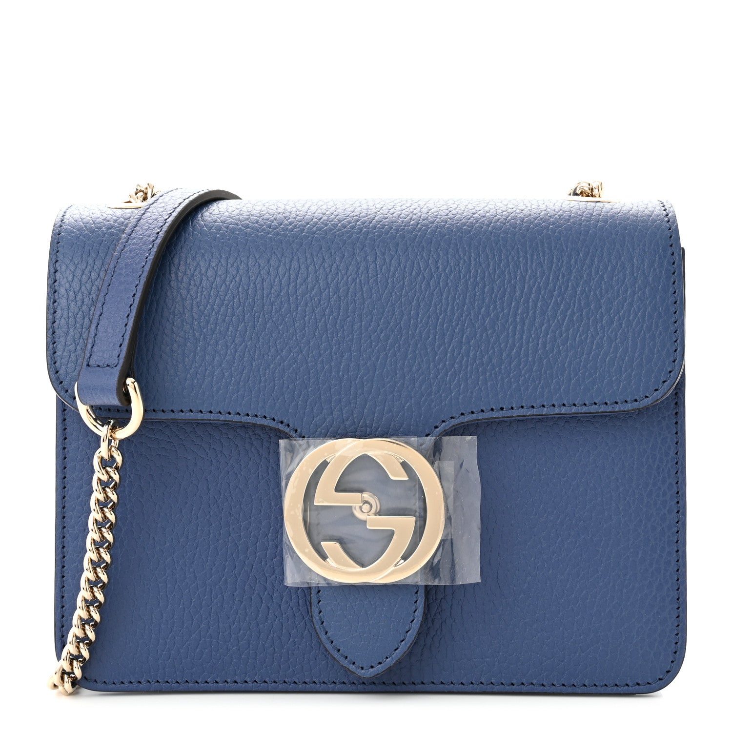 Blue Leather Dollar Interlocking G Flap Crossbody Bag twins