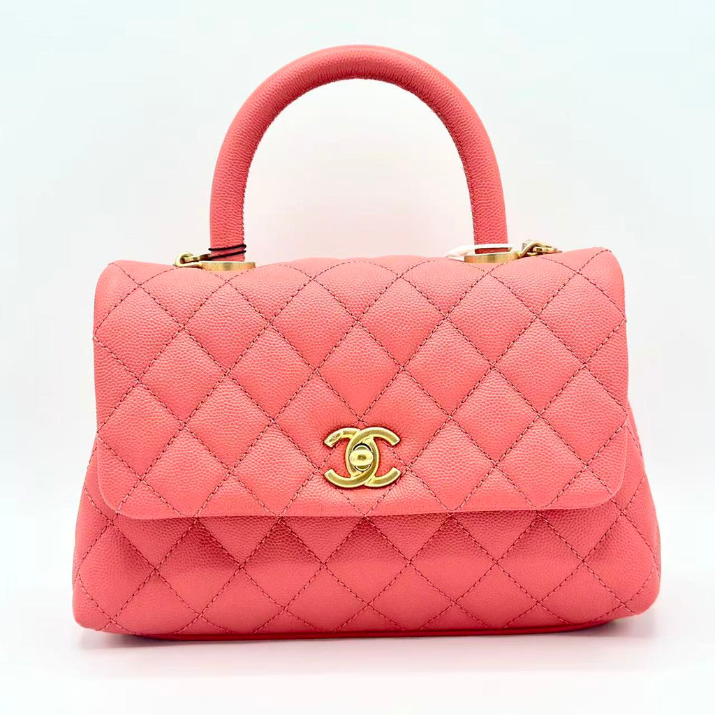 Caviar Quilted Mini Coco Handle Flap Pink