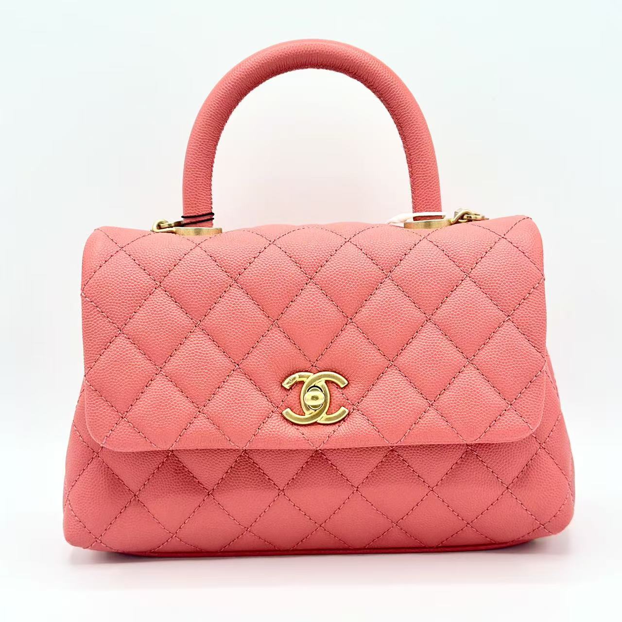 Caviar Quilted Mini Coco Handle Flap Pink