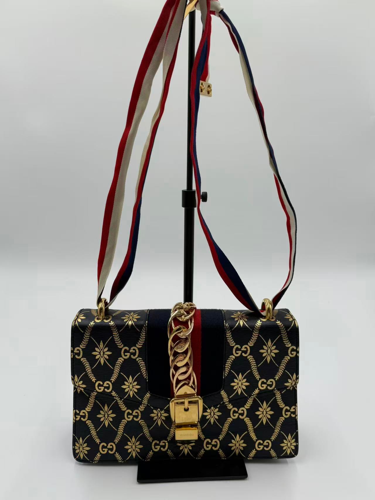 Sylvie Printed Leather Satchel Bag Gisel