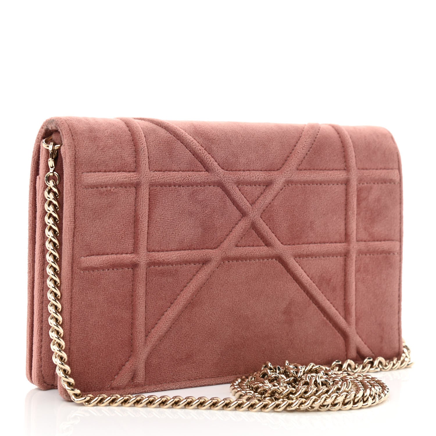 Velvet Diorama Wallet on Chain Pouch Pink twins