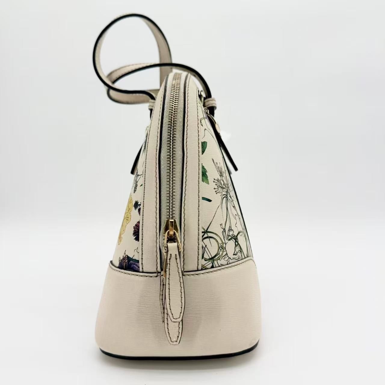 Flora Nice Dome Satchel in white with a multicolour floral print