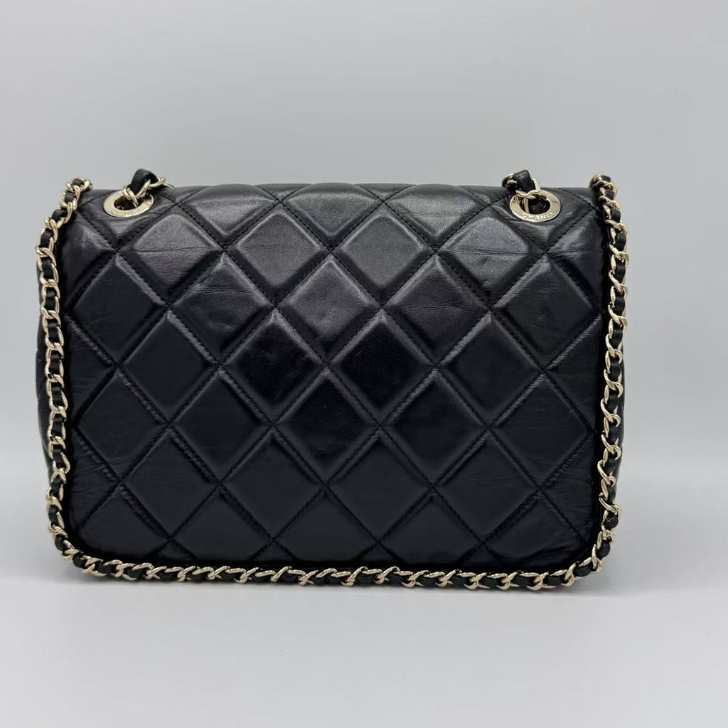 Chanel  Crumpled Calfskin Medium Chain All Over Flap