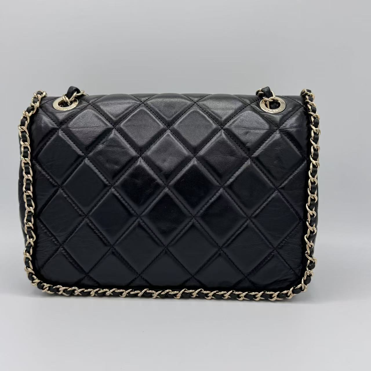 Chanel  Crumpled Calfskin Medium Chain All Over Flap