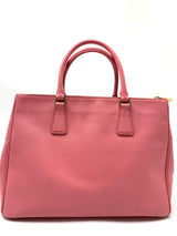 Prada Pink Saffiano Lux Leather Mini Double Zip Tote