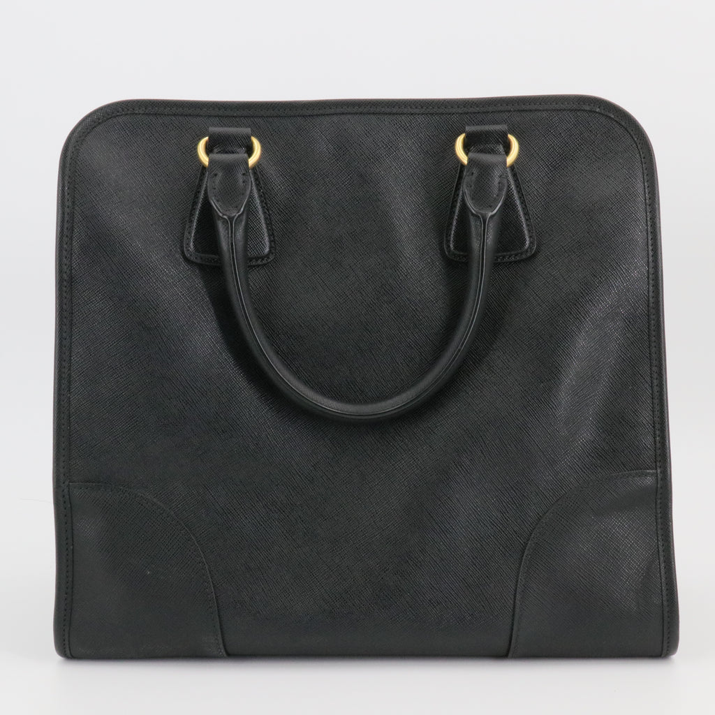 Black Saffiano Lux Leather Tote Bag twins