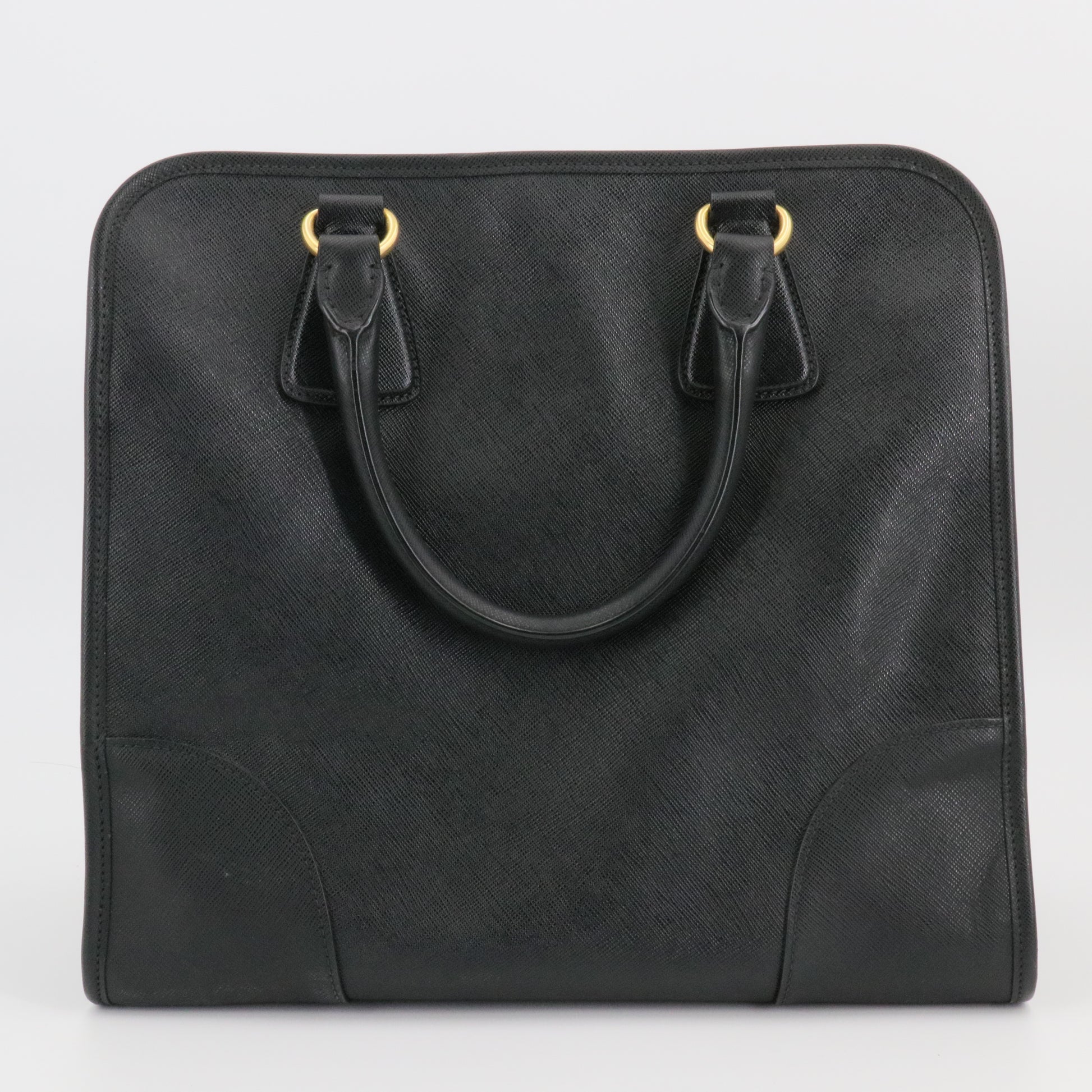 Black Saffiano Lux Leather Tote Bag twins