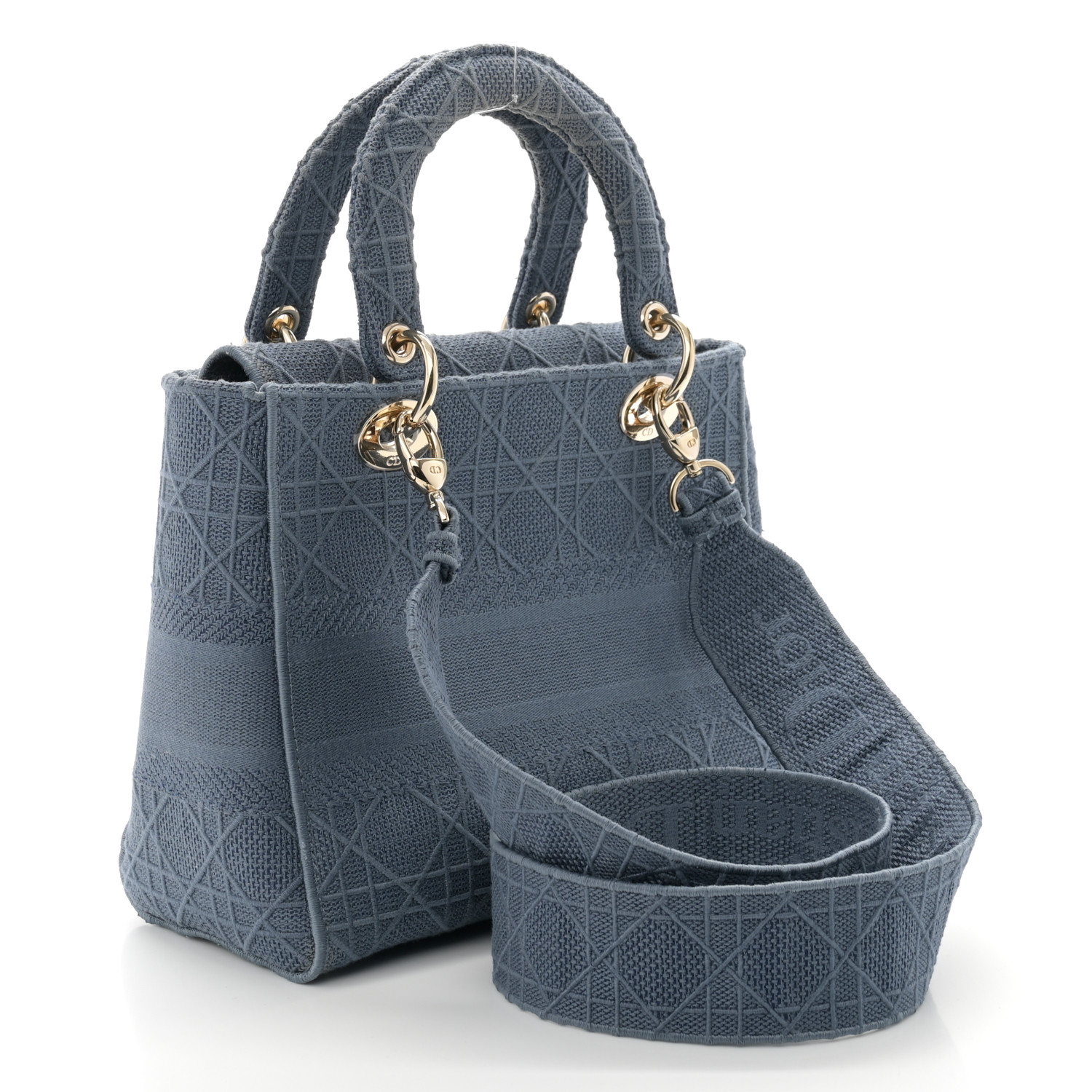Lady D-Lite Bag Cannage Embroidered Canvas Medium Twins