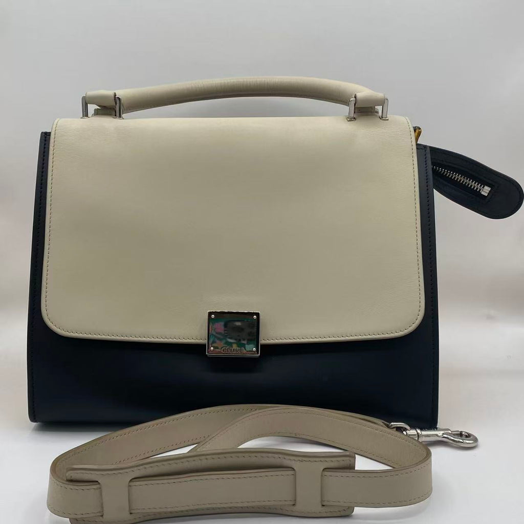 Trapèze leather handbag