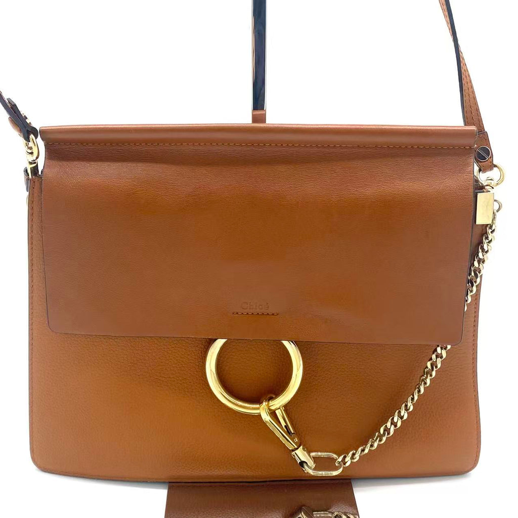 Chole Goatskin Medium Faye Shoulder Bag Caramel