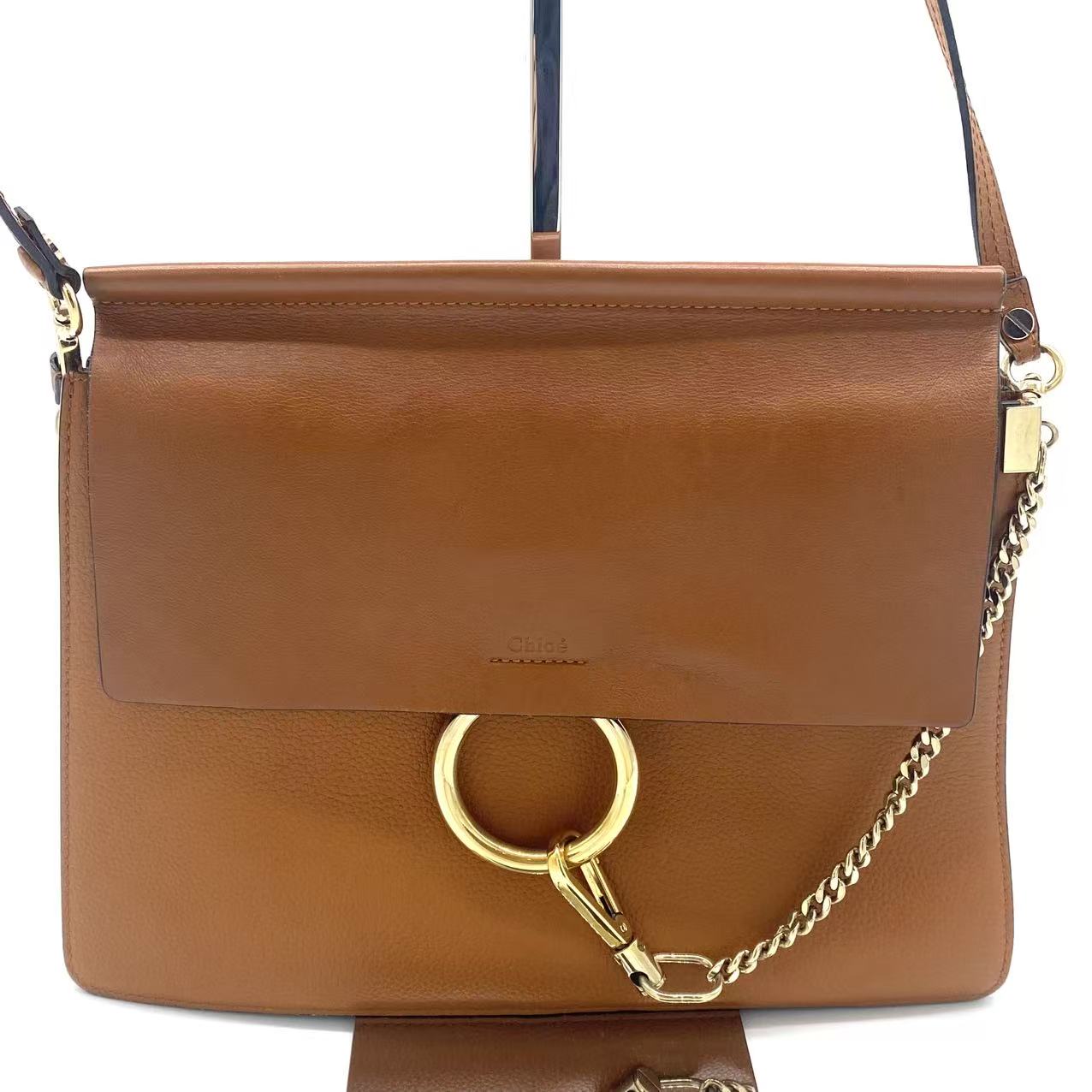 Chole Goatskin Medium Faye Shoulder Bag Caramel
