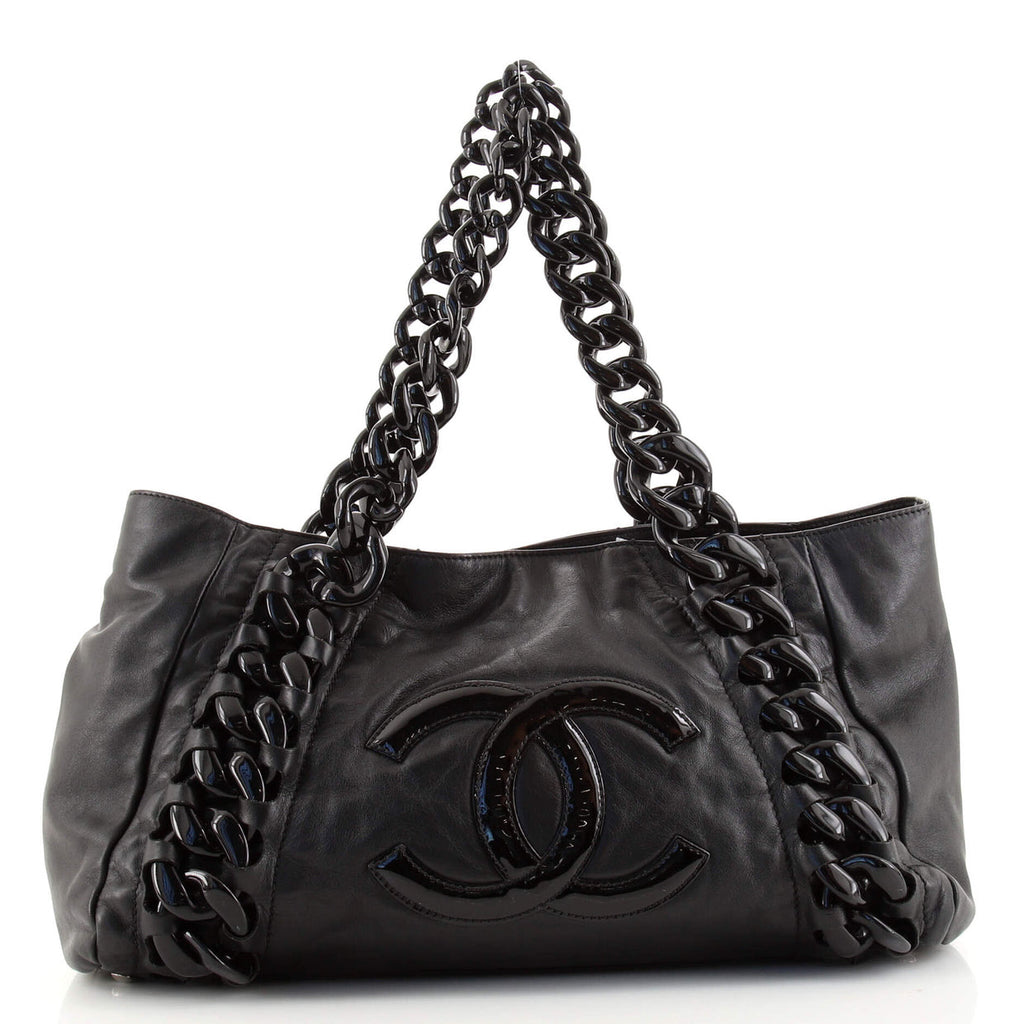 Resin Modern Chain Tote Calfskin East West Twins