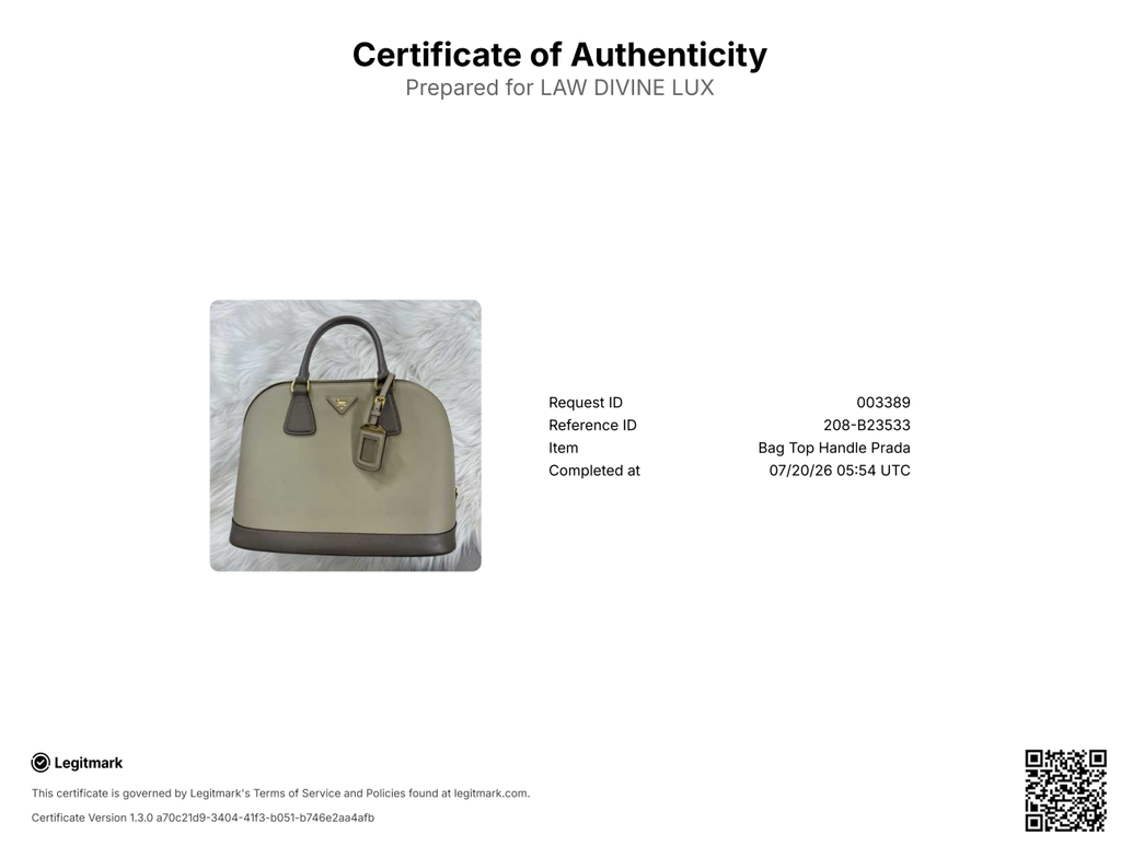 Prada Taupe Saffiano Lux Leather Medium Promenade Twins B23533