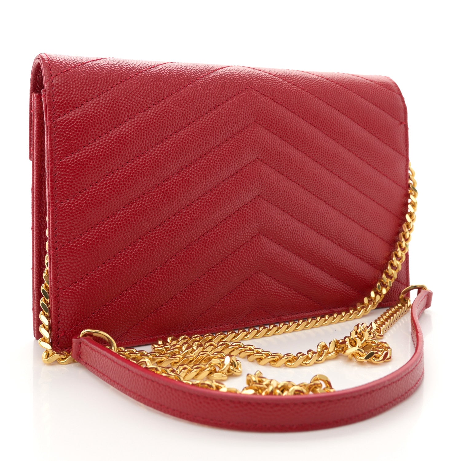 Classic Monogram Wallet on Chain Matelasse Chevron Leather Twins