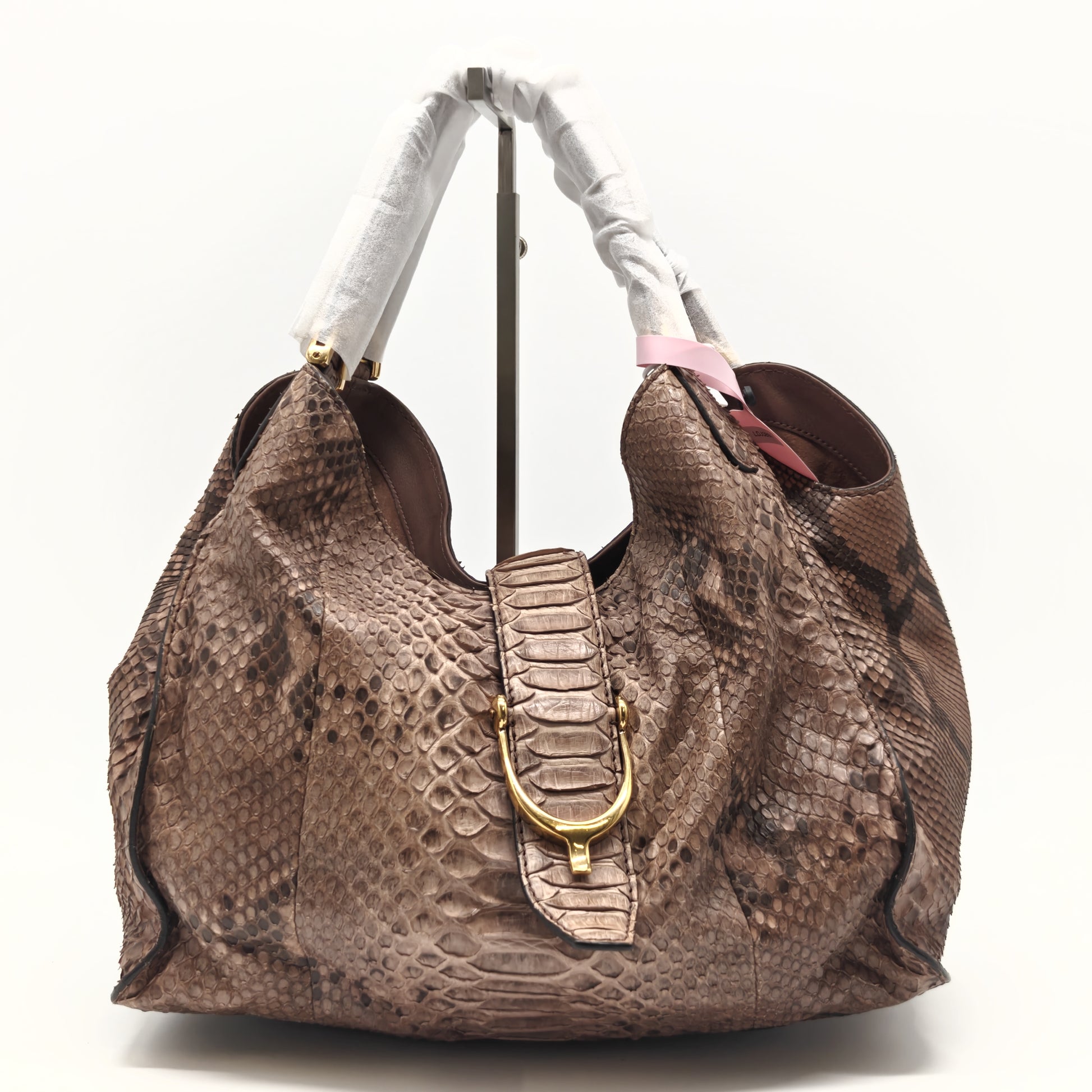 Soft Stirrup Tote Python Medium Twins