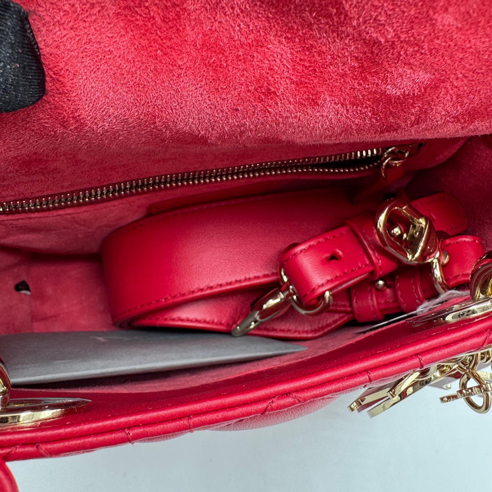 Christian Dior- Lambskin Cannage Small My ABCDior Lady Dior Red