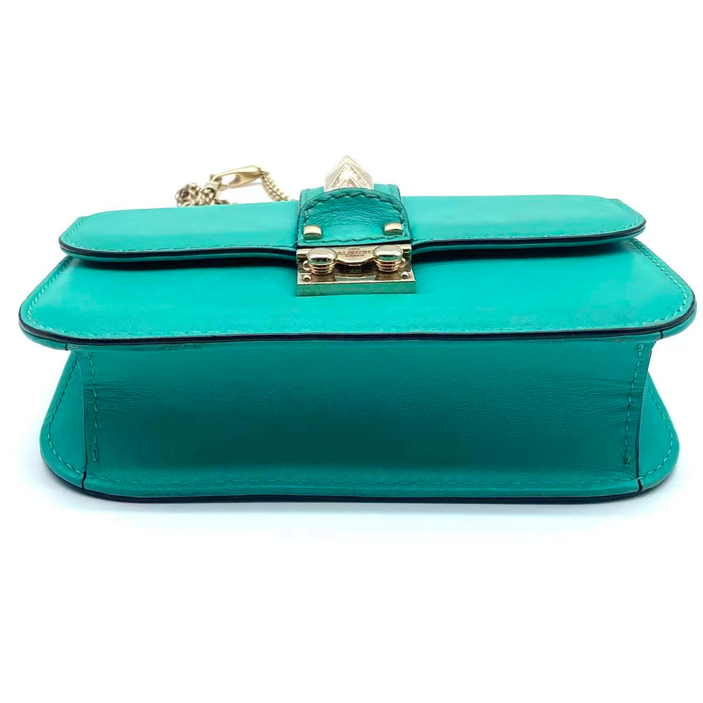 Emerald Green Leather Garavani Rockstud Lock Shoulder Bag