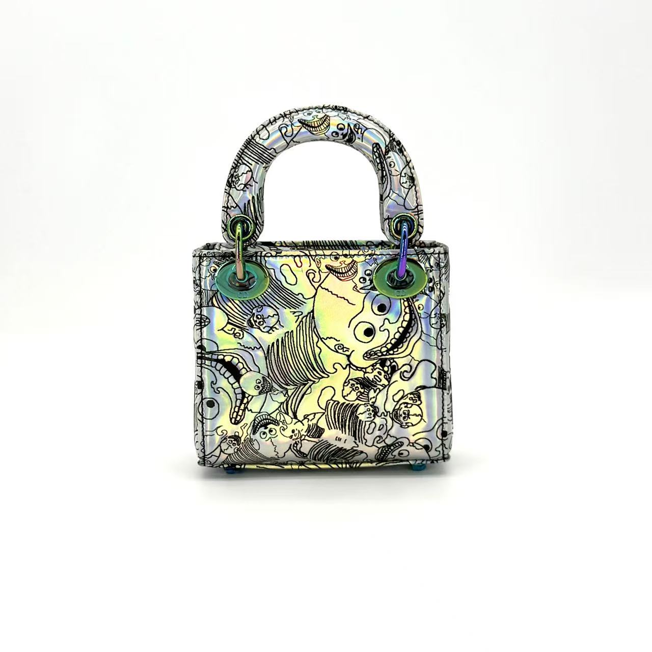 Lady Dior Art Bag Limited Edition Zhang Huan Metallic Leather Mini