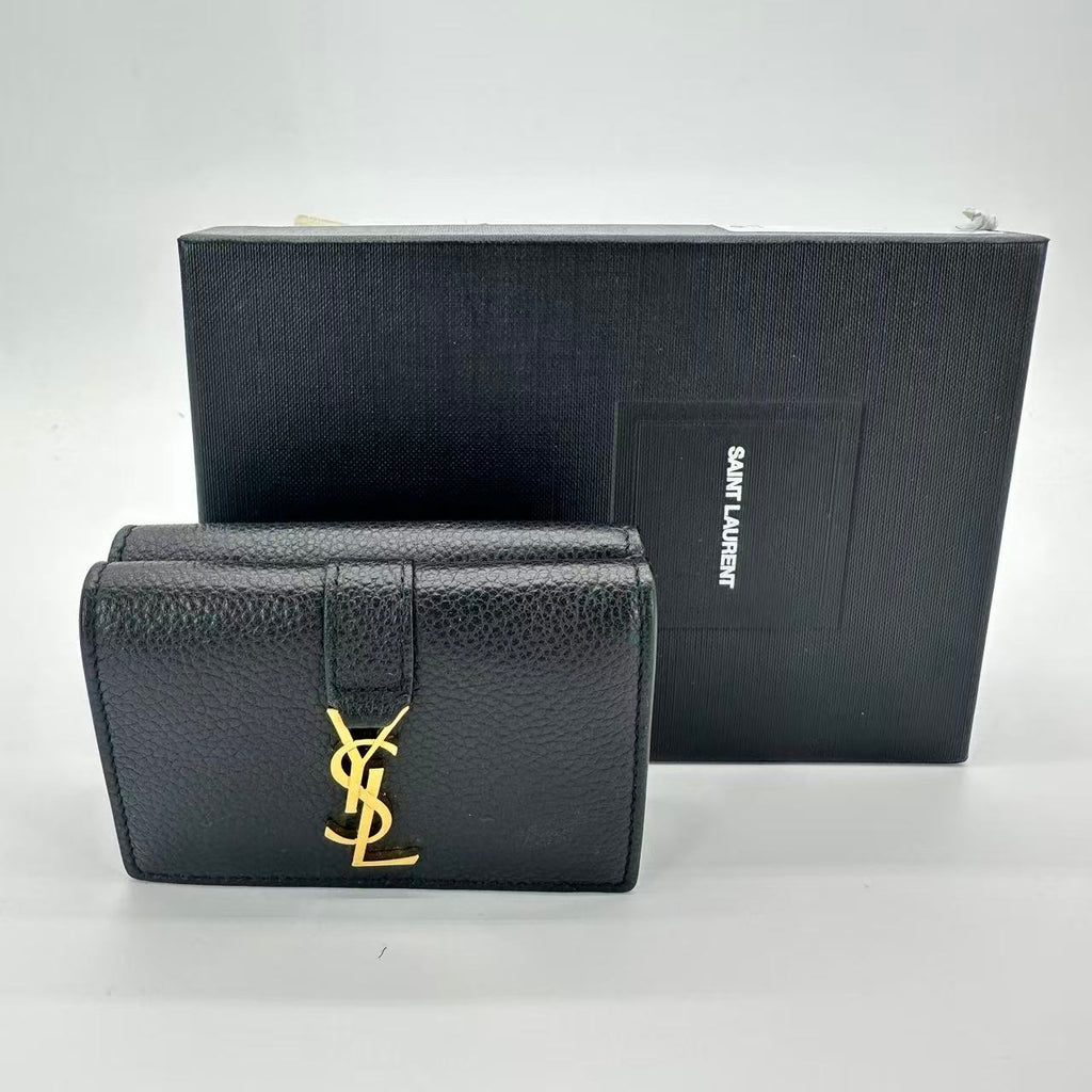 Black Leather Compact Wallet
