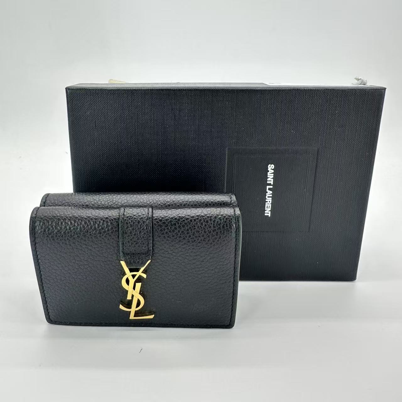 Black Leather Compact Wallet