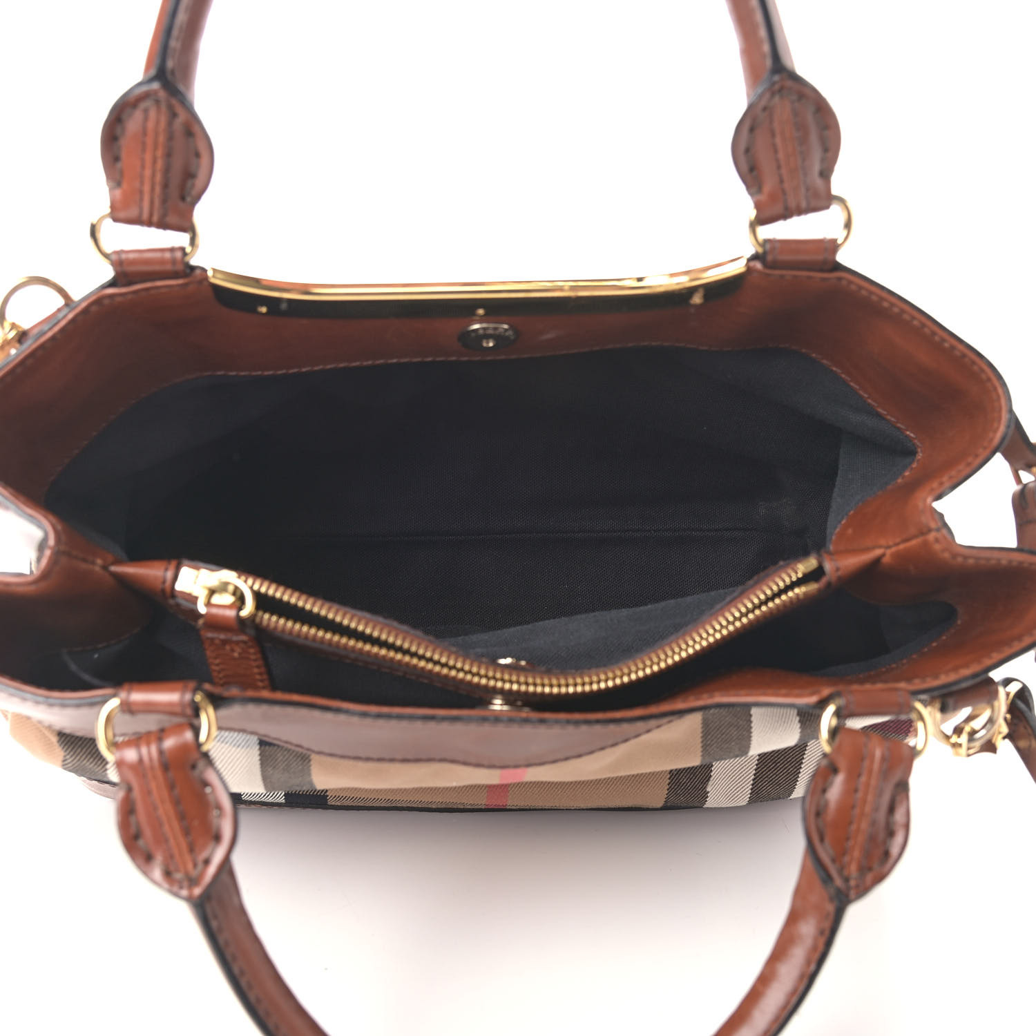 House Check Bridle Calfskin Hepburn Satchel Tan Twins