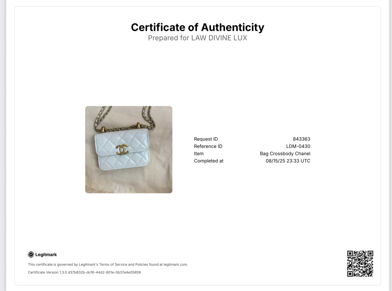 Chanel  Calfskin Quilted Perfect Fit Coin Purse With Chain White