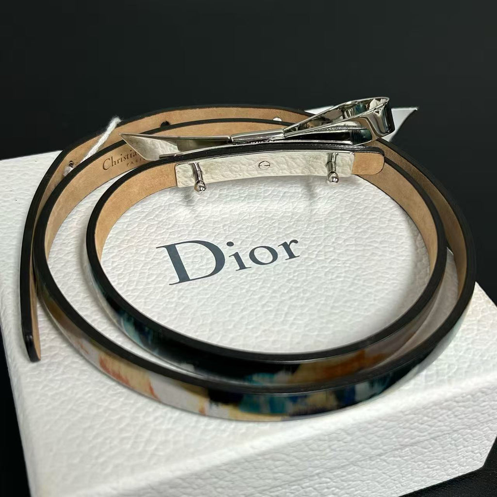 Dior Metallic Multicolor Print Leather Bow Belt LDZ0089