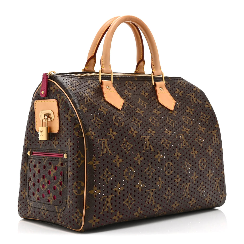 Louis Vuitton Limited Edition Fuchsia Monogram Perforated Speedy 30 Bag twins B22366