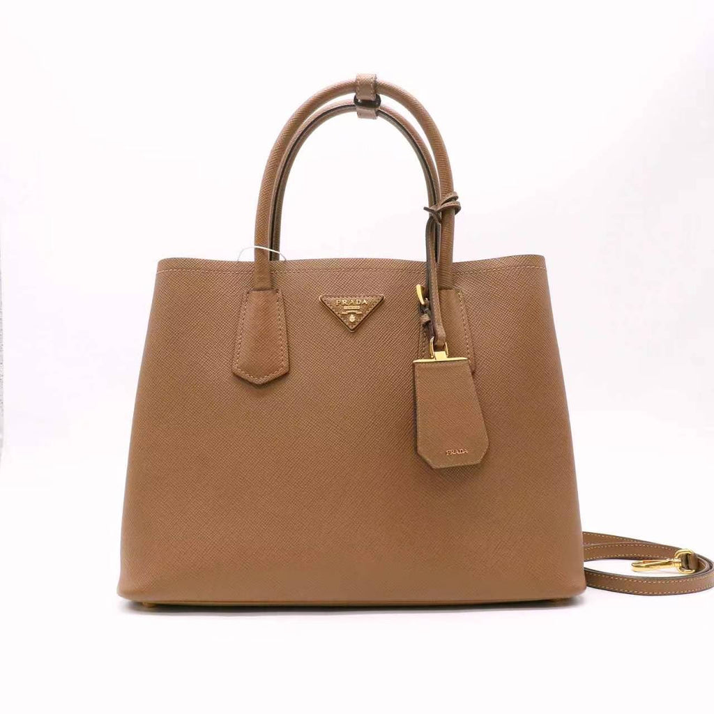Prada Saffiano Cuir Medium Double Bag Cannella Turchese twins LDZ904