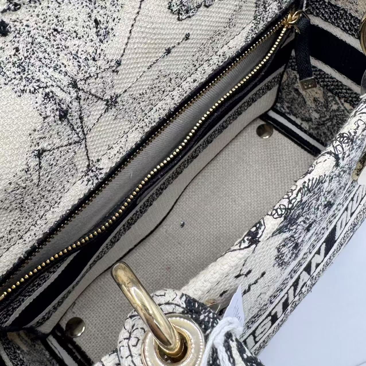 Christian Dior  Canvas Embroidered Zodiac Toile De Jouy Medium Lady D-Lite