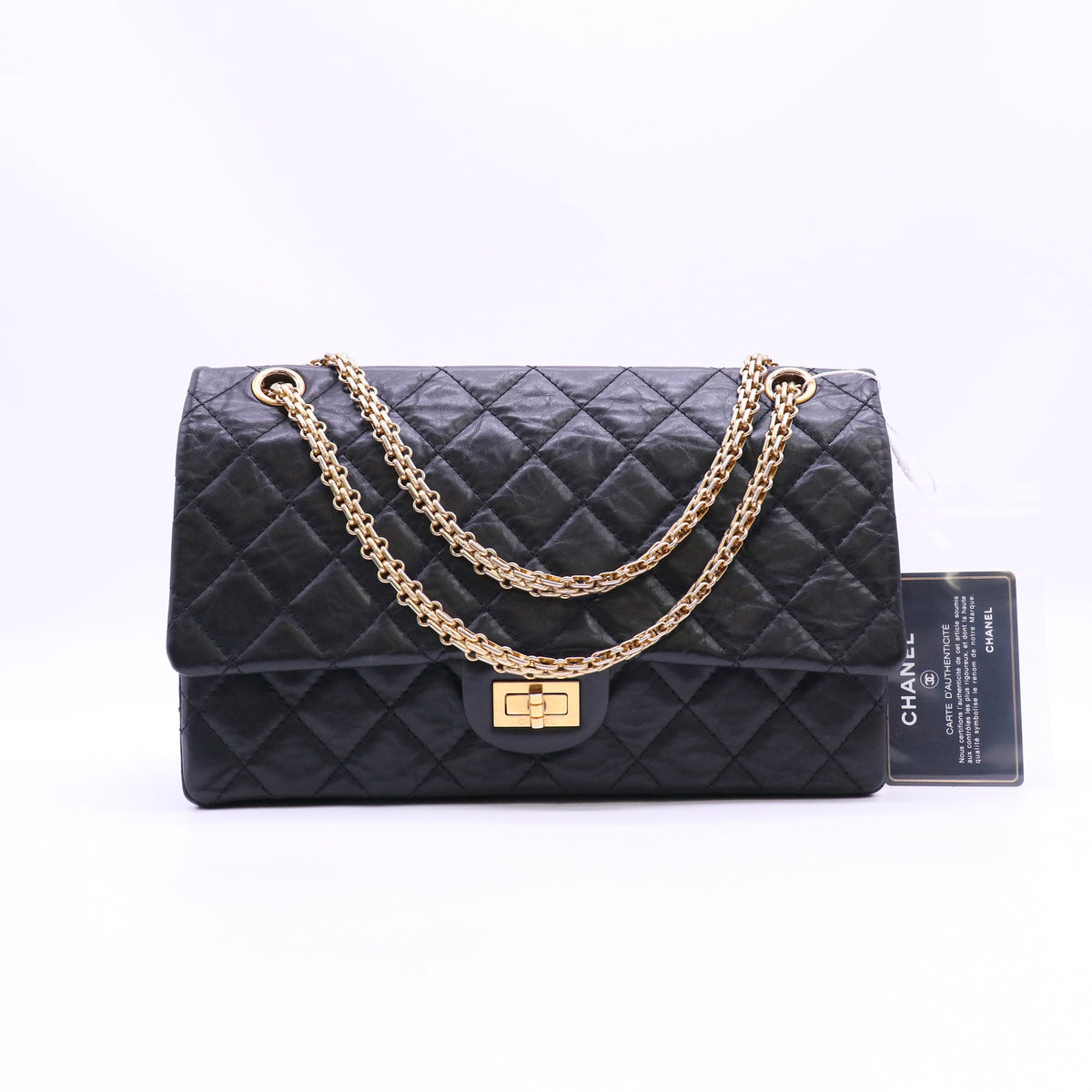Chanel Aged Calfskin Quilted 2.55 Reissue 226 Flap Black twins LDZ1665