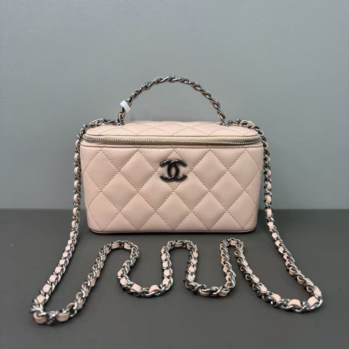 Chanel Lambskin Quilted Small Top Handle Vanity Case twins LDZ1688