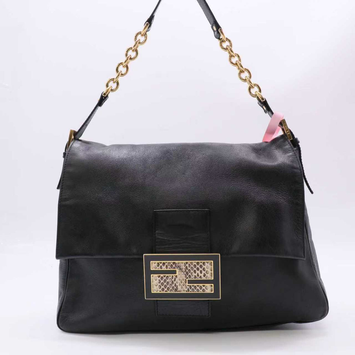 Fendi Black Iridescent Leather Mama Forever Large Flap Shoulder Bag Twins LDJ6230