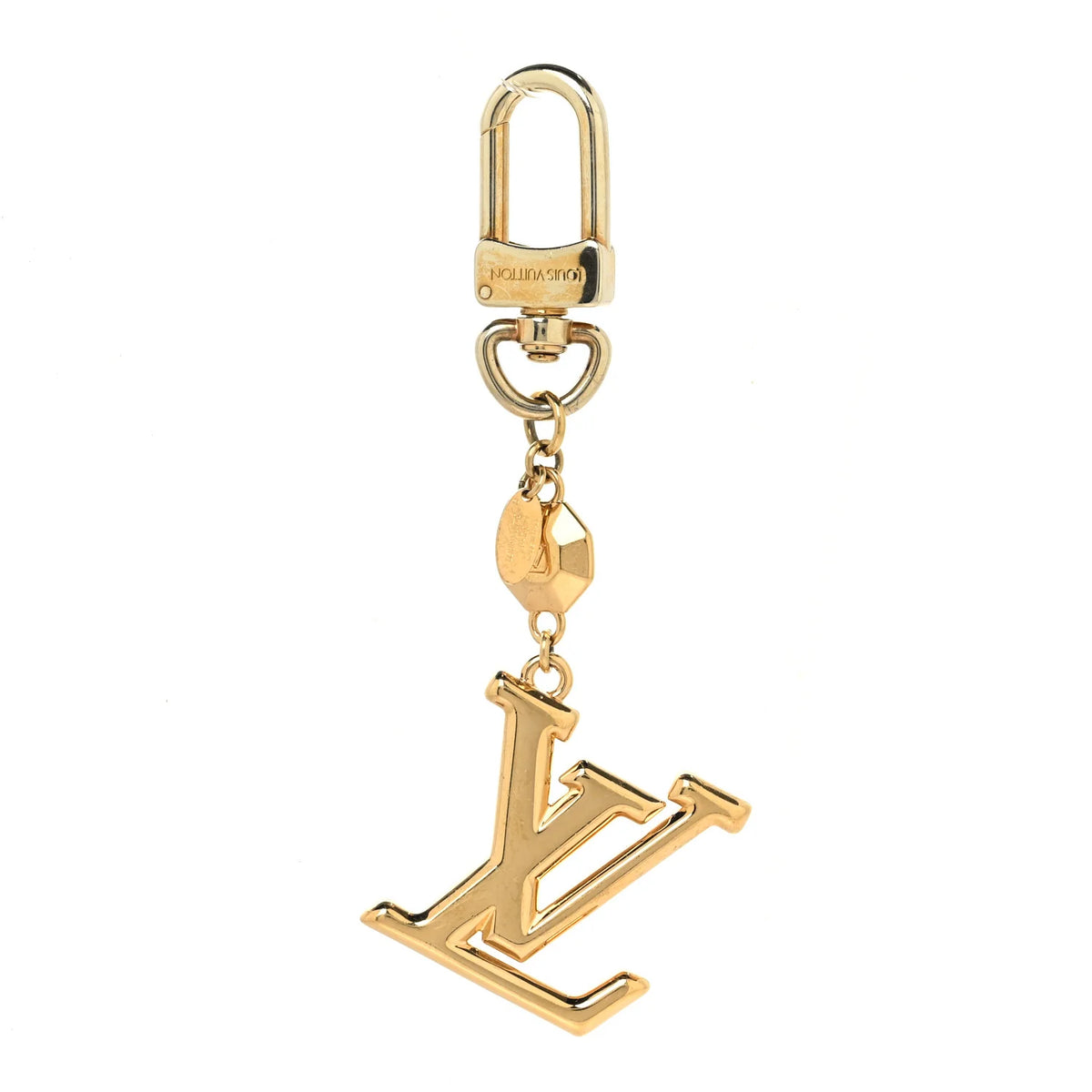 Louis Vuitton Goldtone Metal LV Facettes Key Holder and Bag Charm twins LDZ1145