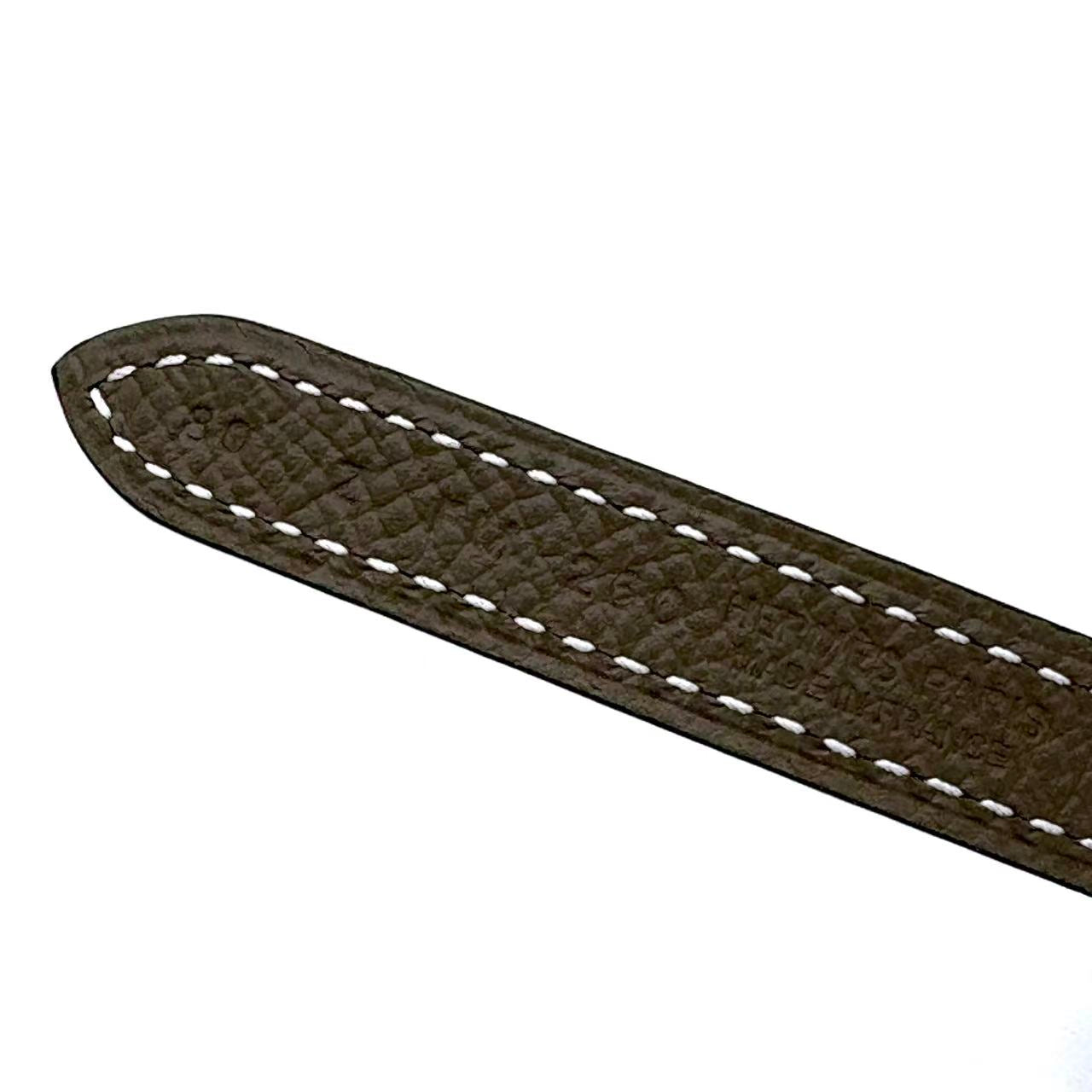 13mm Etoupe Epsom/Black Swift Leather Rose Gold Plated Ancre Belt Size 80