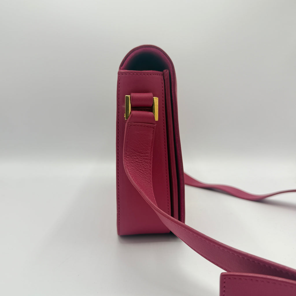 Calfskin Classic Y Satchel Fuchsia