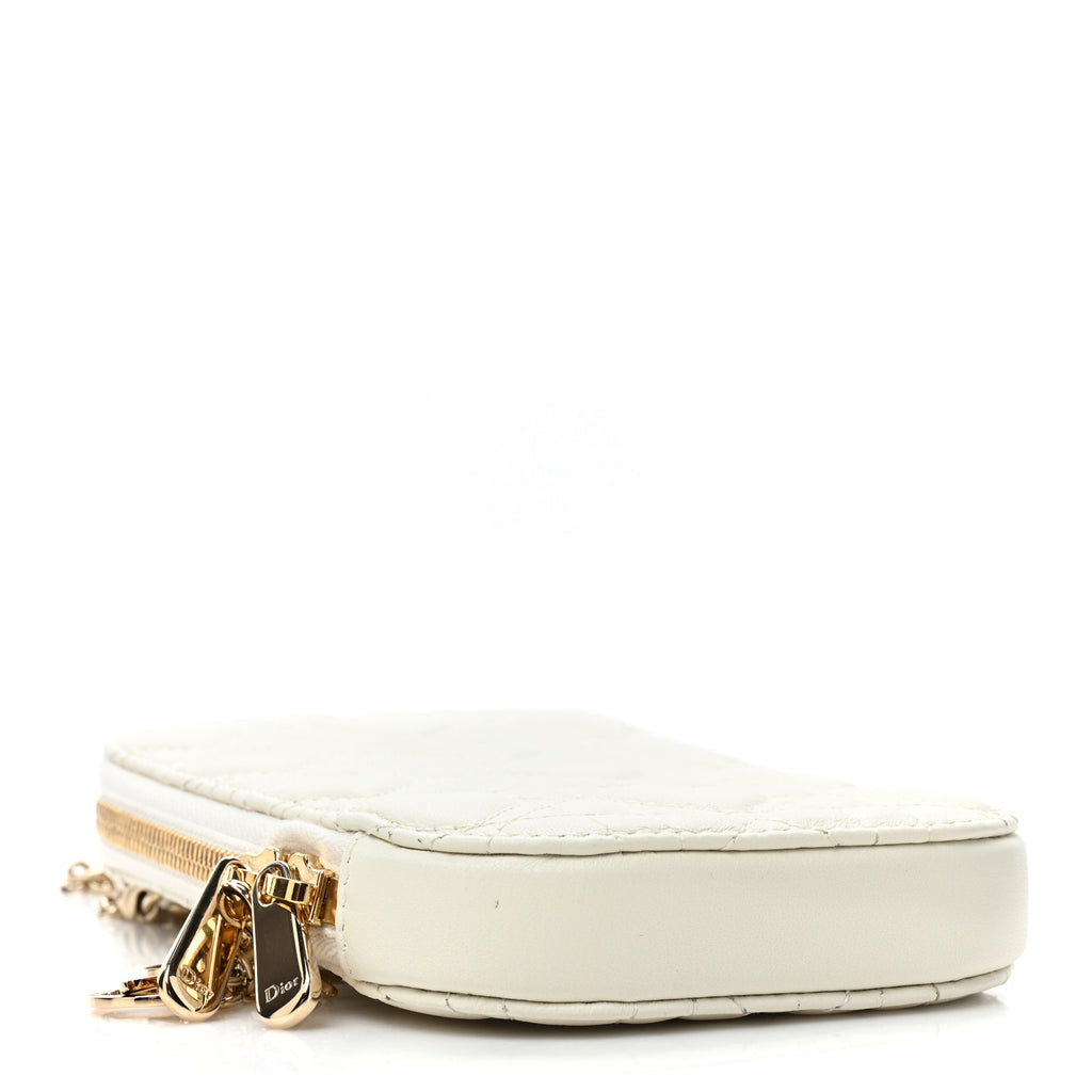 Lambskin Cannage Dioramour Lady Dior Phone Holder Latte twins