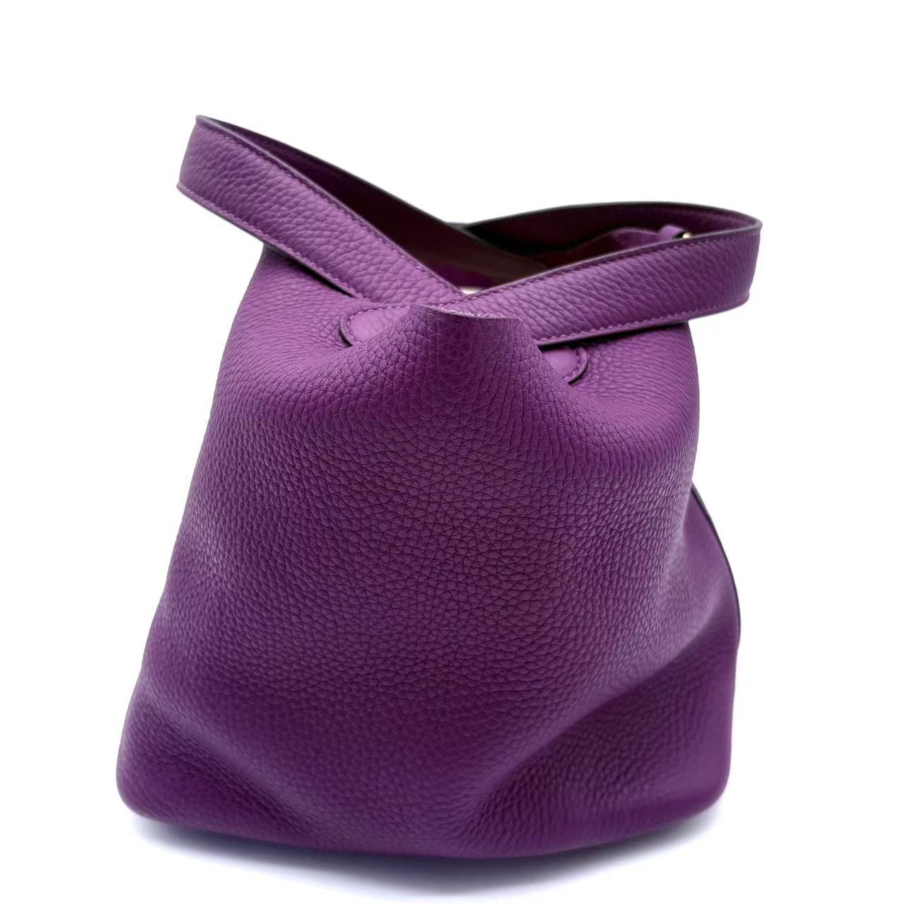 Purple Taurillon Clemence Leather Picotin 22 Bag