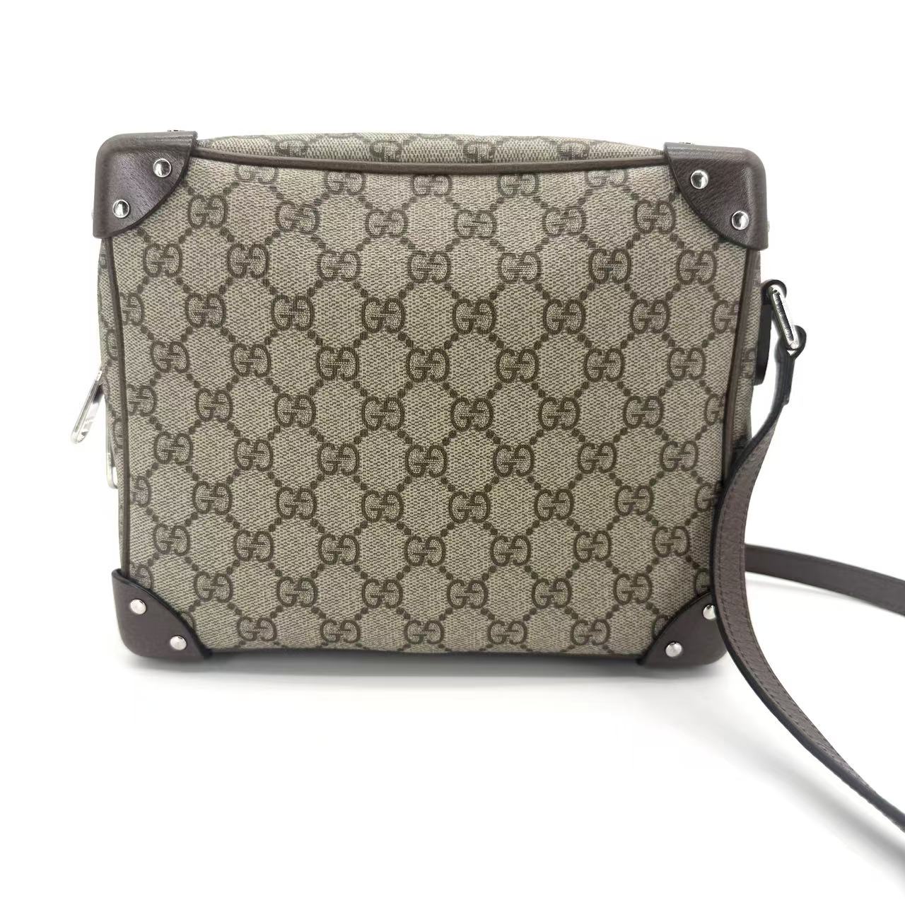 Trunk Shoulder Bag GG Coated Canvas with Studded Leather