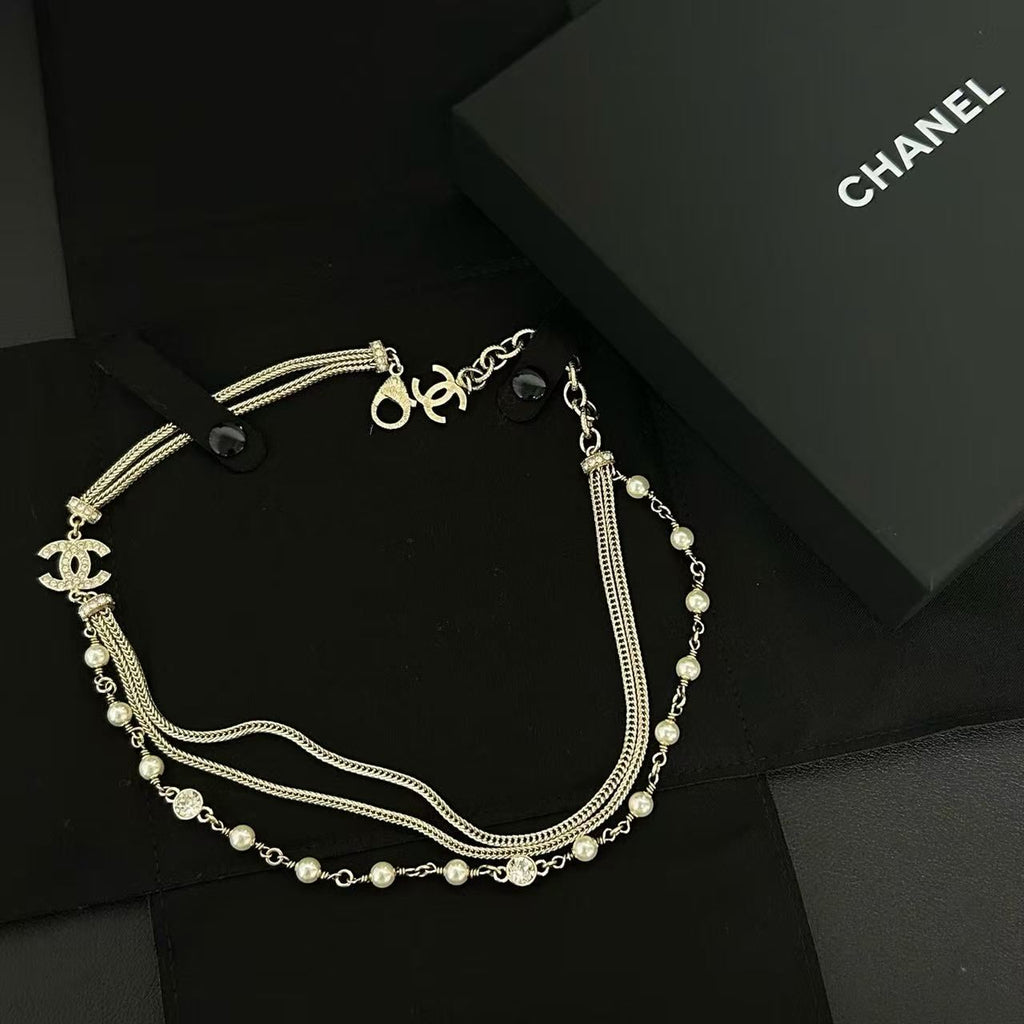 Chanel Faux Pearl and Crystal Camellia CC Long Necklace Twins LDZ416