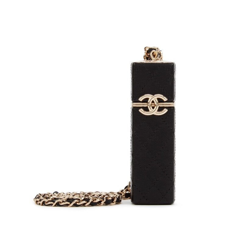 Chanel CC Squared Lipstick Case on Chain Stitched Lambskin with Metal Twins LDJ6793