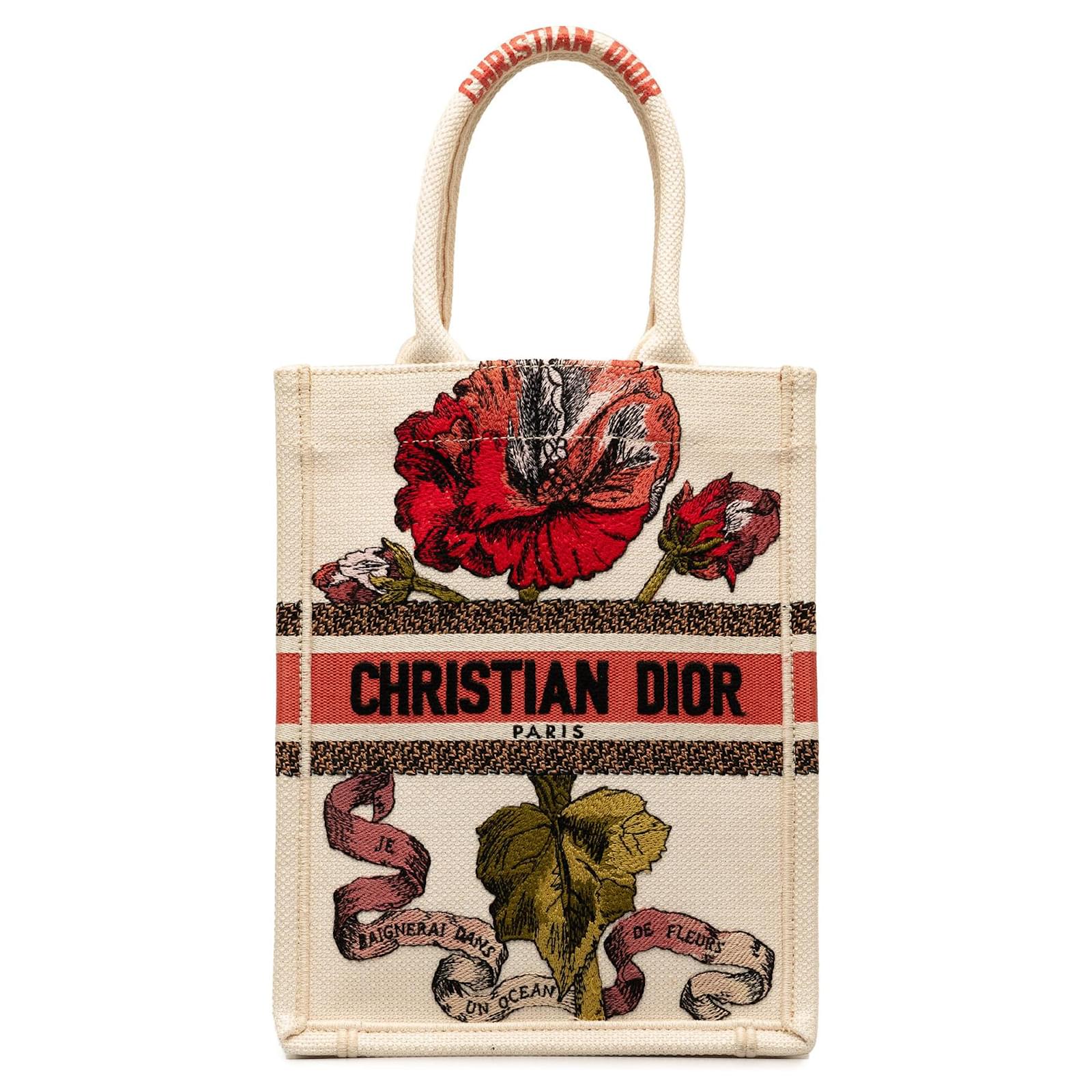 Dior Fleurs Bibliques Embroidery Vertical Book Tote twins