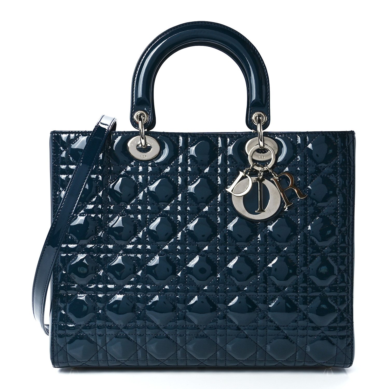 Cannage Quilted Patent Calfskin Large Lady Dior Bag twins